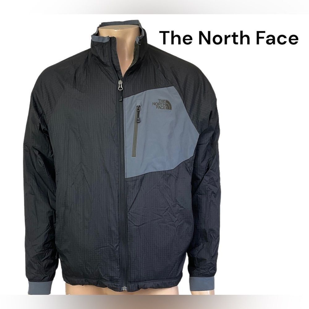 The North Face Hyvent Black Grey Full Zip Long Sleeve Jacket L